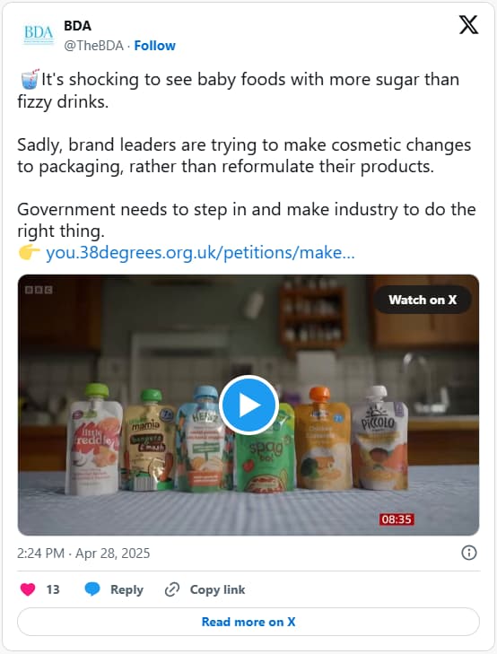 Link to the Tweet to sign the petition to make sugar the new tobacco 