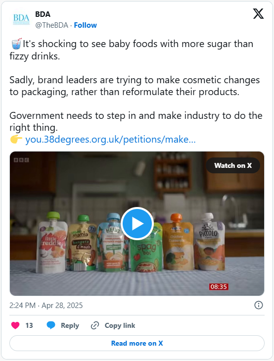 Link to the Tweet to sign the petition to make sugar the new tobacco 